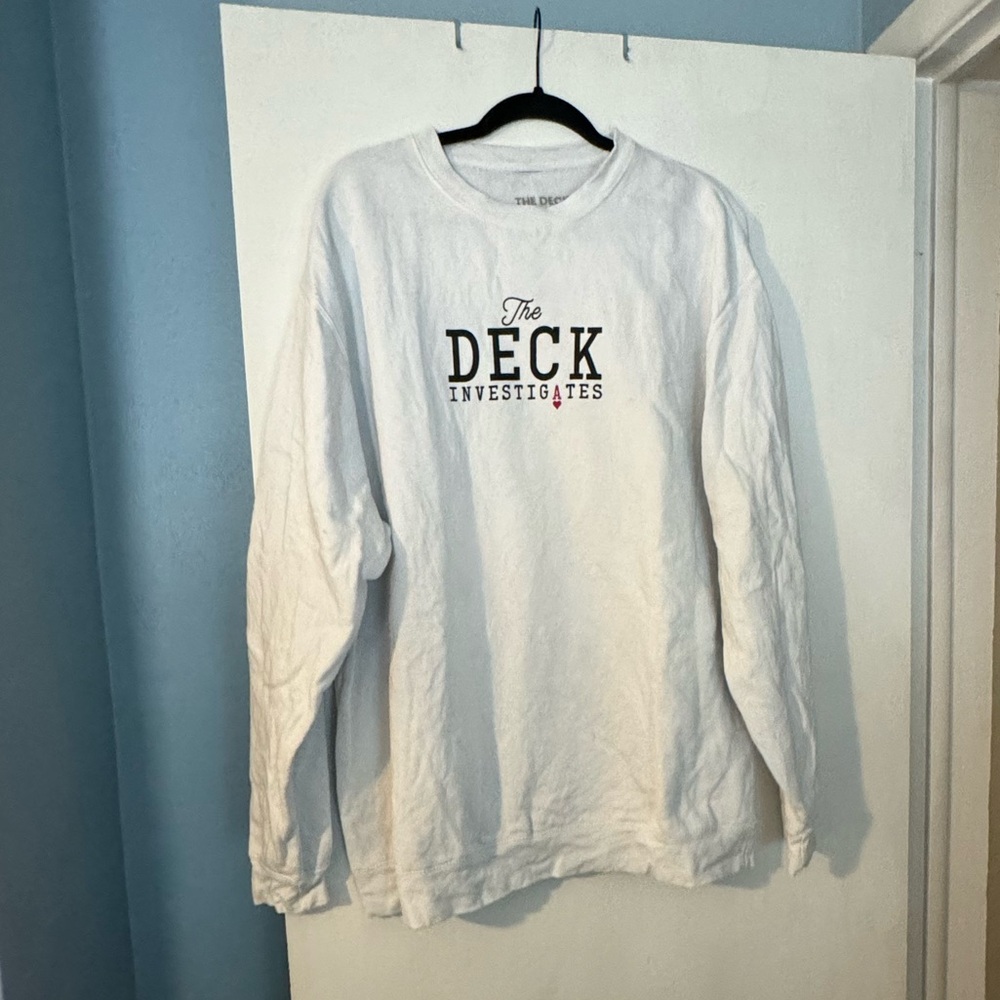 The Deck Investigates podcast crewneck